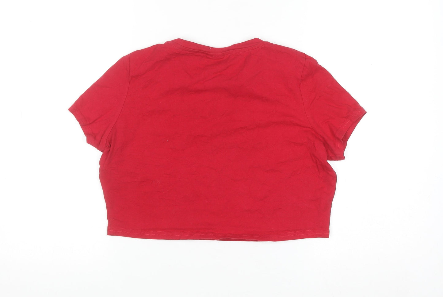 L.F.C. Women's Red Cropped Crew Neck Cotton T-Shirt Size 10