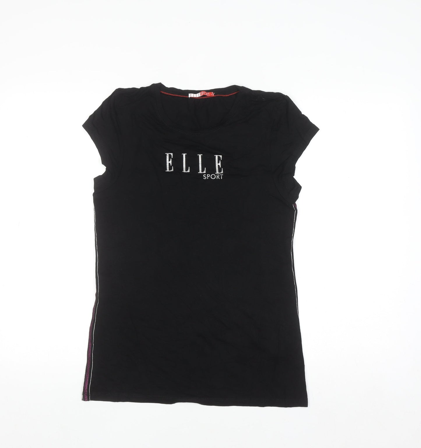 ELLE Sport Women's Black Short Sleeve Stretch T-Shirt UK 14
