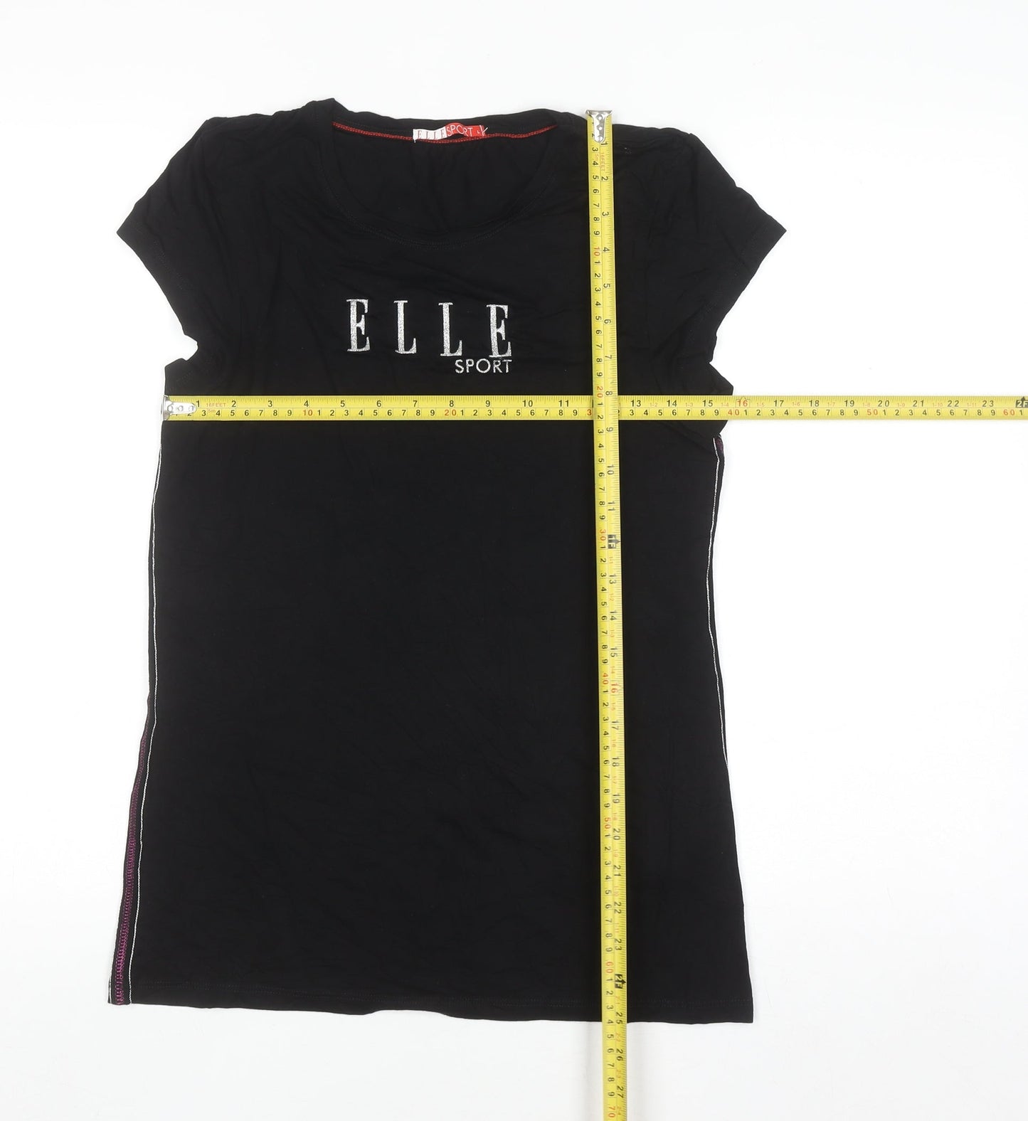 ELLE Sport Women's Black Short Sleeve Stretch T-Shirt UK 14