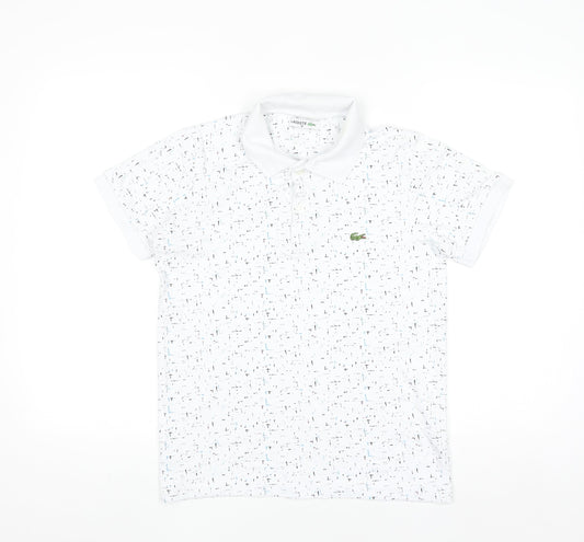 Lacoste Men White Graphic Print Cotton Stretch Polo Shirt M