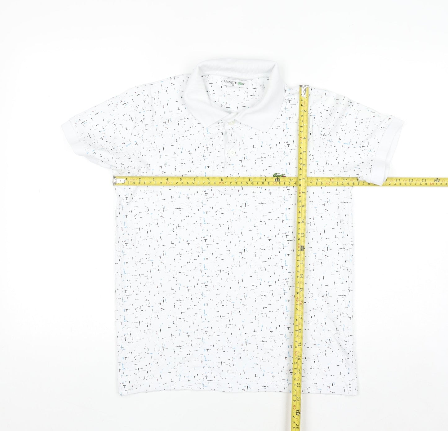 Lacoste Men White Graphic Print Cotton Stretch Polo Shirt M