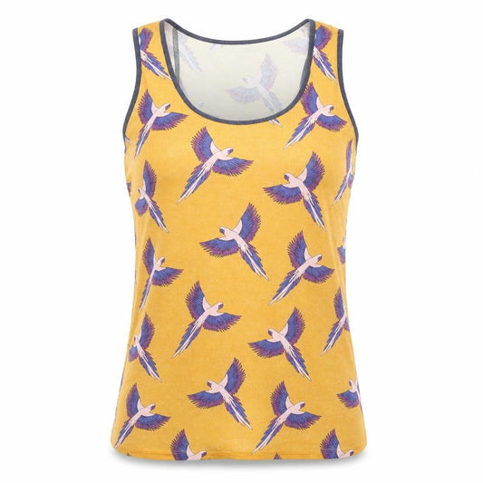 BellField Women's Yellow Bird Print Racerback Cotton Tank Top Size 10