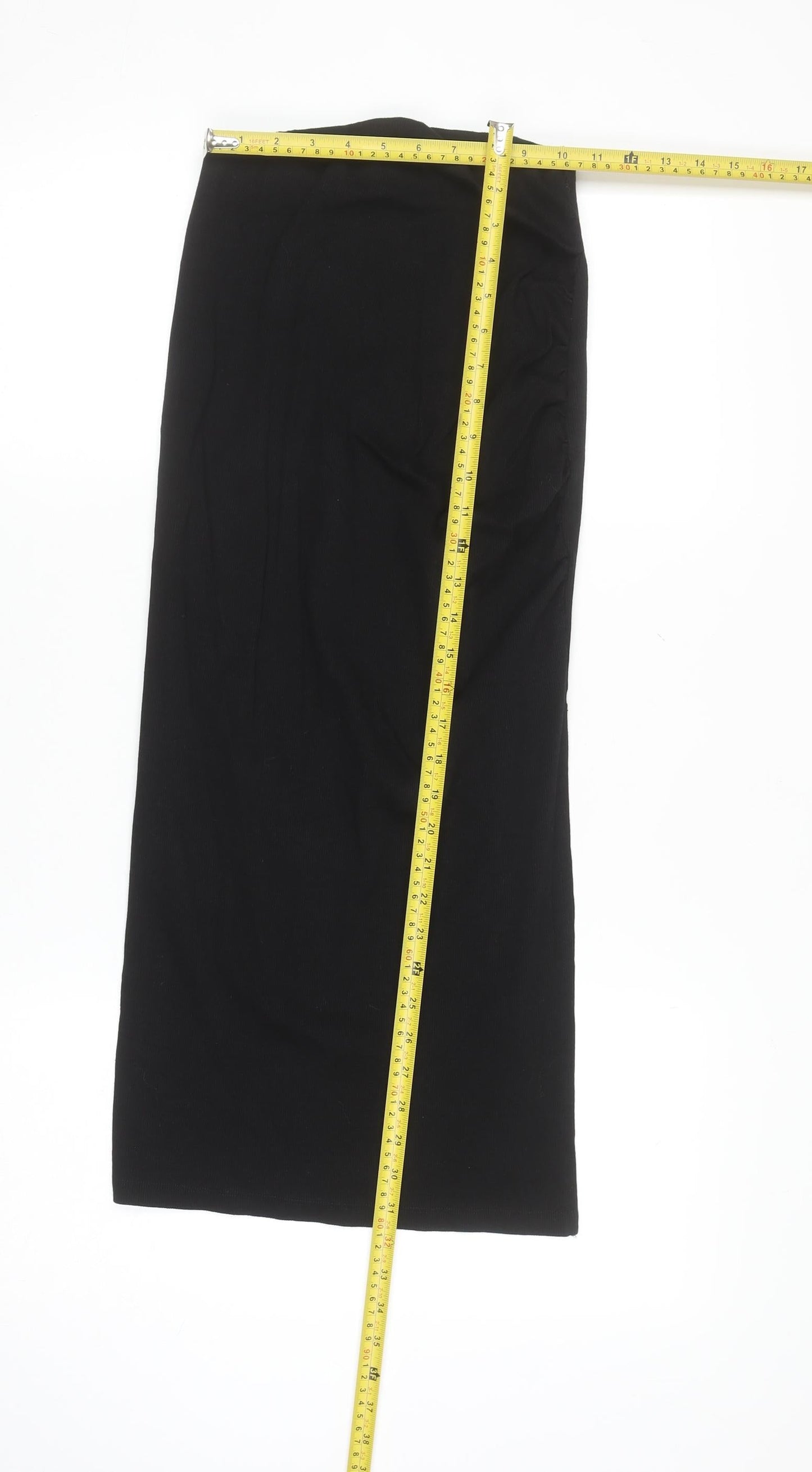 ZARA Women Black Midi Pencil Skirt Size S Stretch Cotton