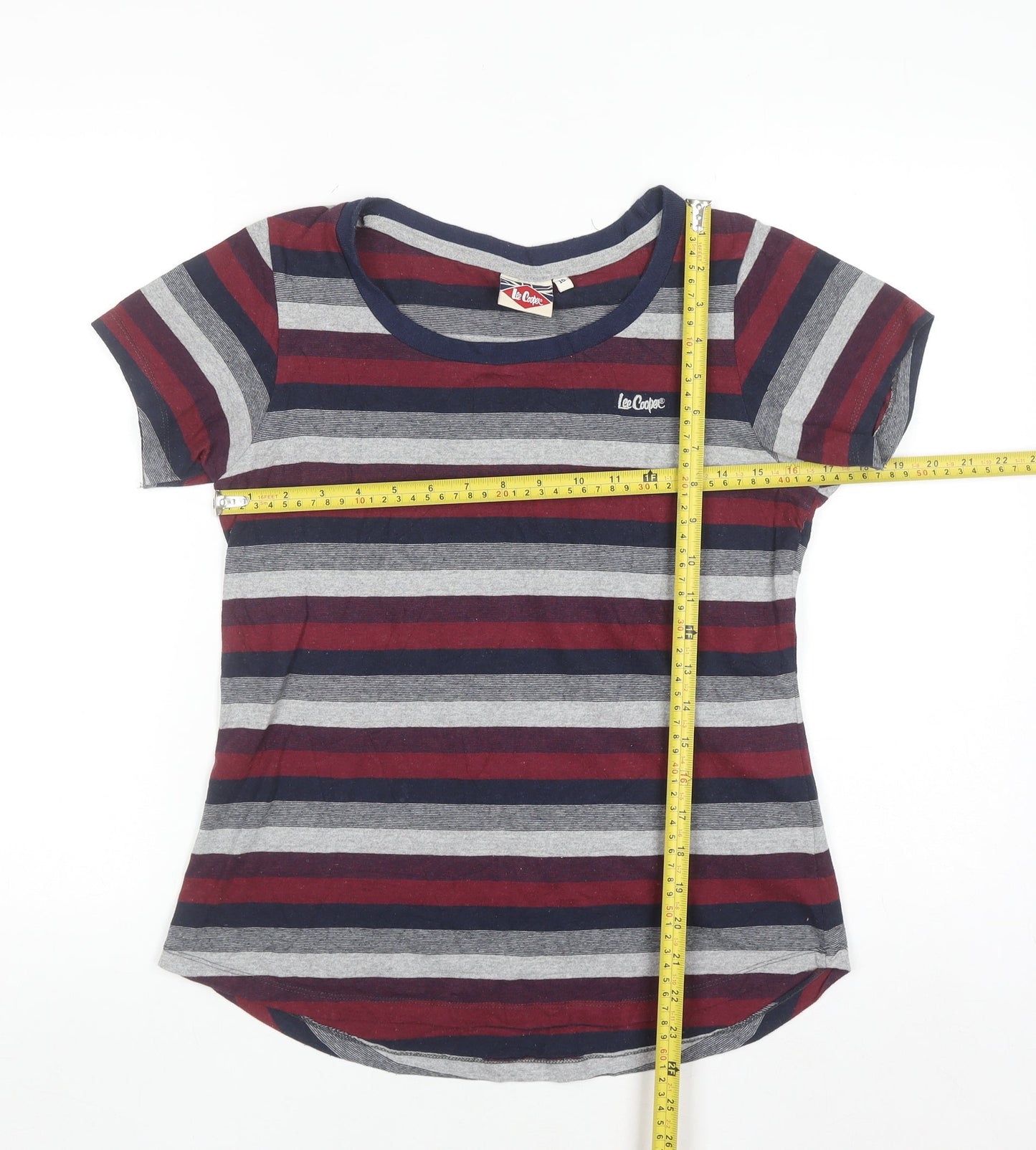 Lee Cooper Women's Multicoloured Stripe Crew Neck T-Shirt Size 10