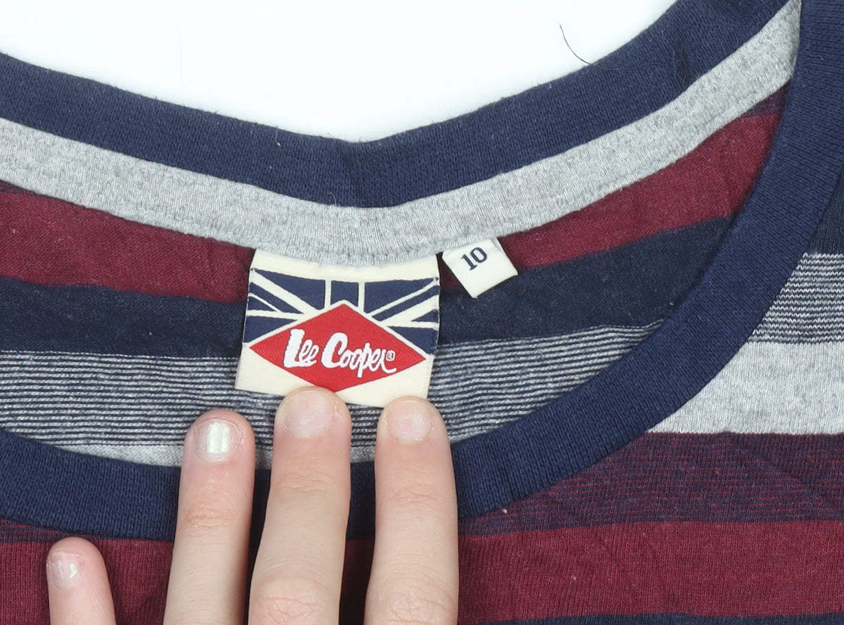 Lee Cooper Women's Multicoloured Stripe Crew Neck T-Shirt Size 10