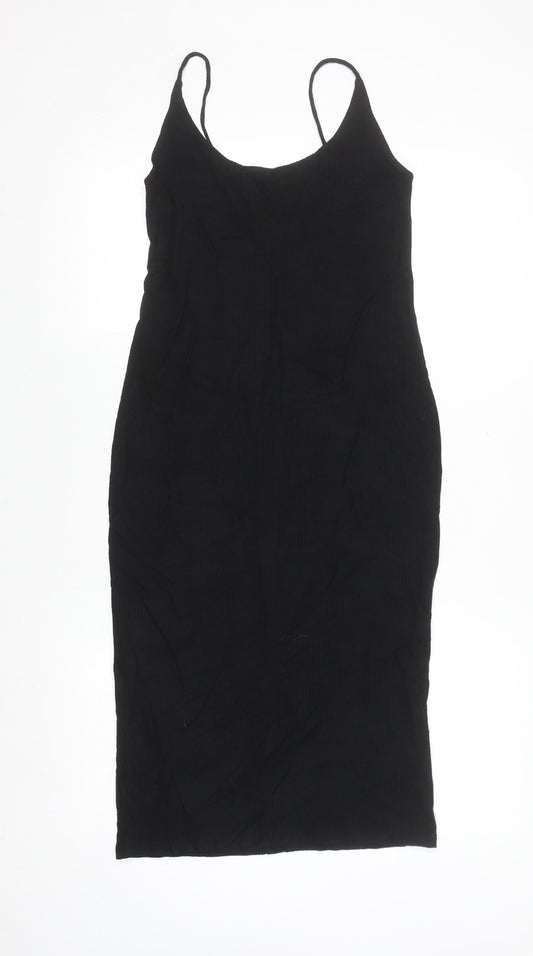BASIC Women’s Black Bodycon Slip Dress Size 8 Stretch Knit