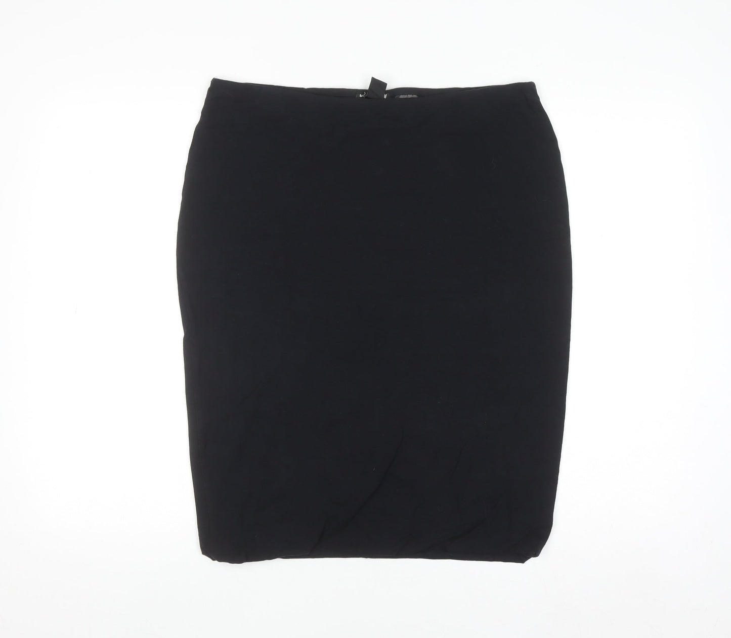H&M Womens Black Knee Length Pencil Skirt Size L Stretch Cotton
