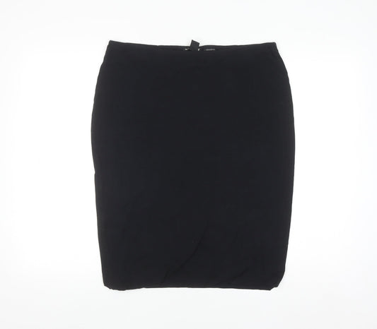 H&M Womens Black Knee Length Pencil Skirt Size L Stretch Cotton