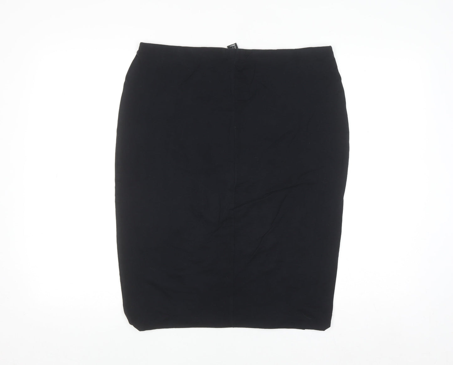 H&M Womens Black Knee Length Pencil Skirt Size L Stretch Cotton