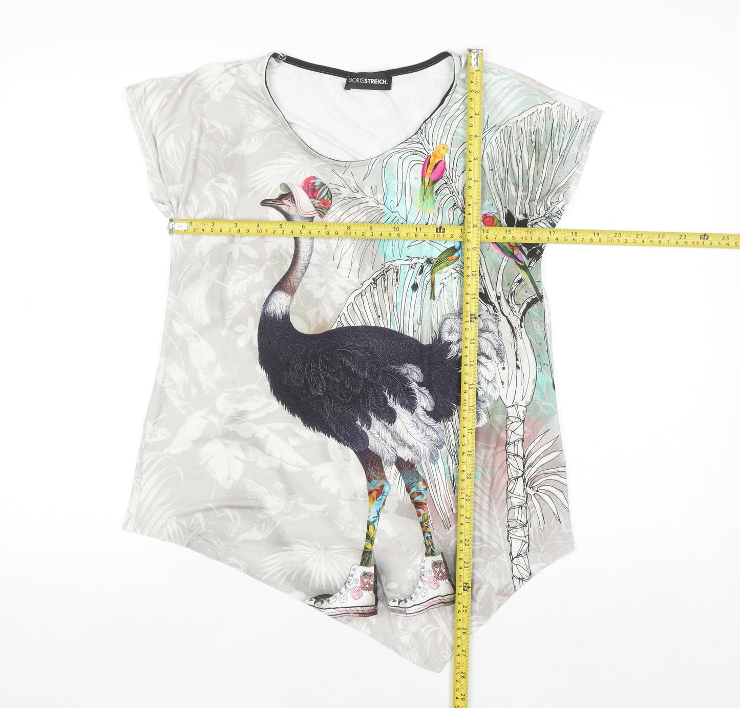 Doris Streich Womens Multicoloured Size 8 Animal Print Asymmetric T-Shirt
