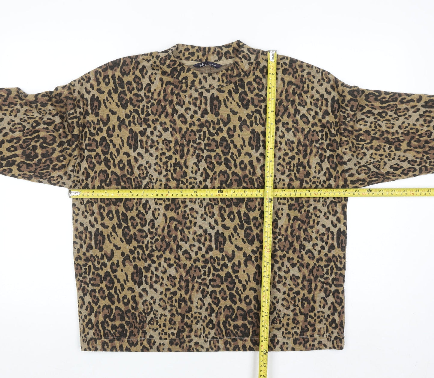 Marks and Spencer Women’s Brown Leopard Print Jumper Size 14