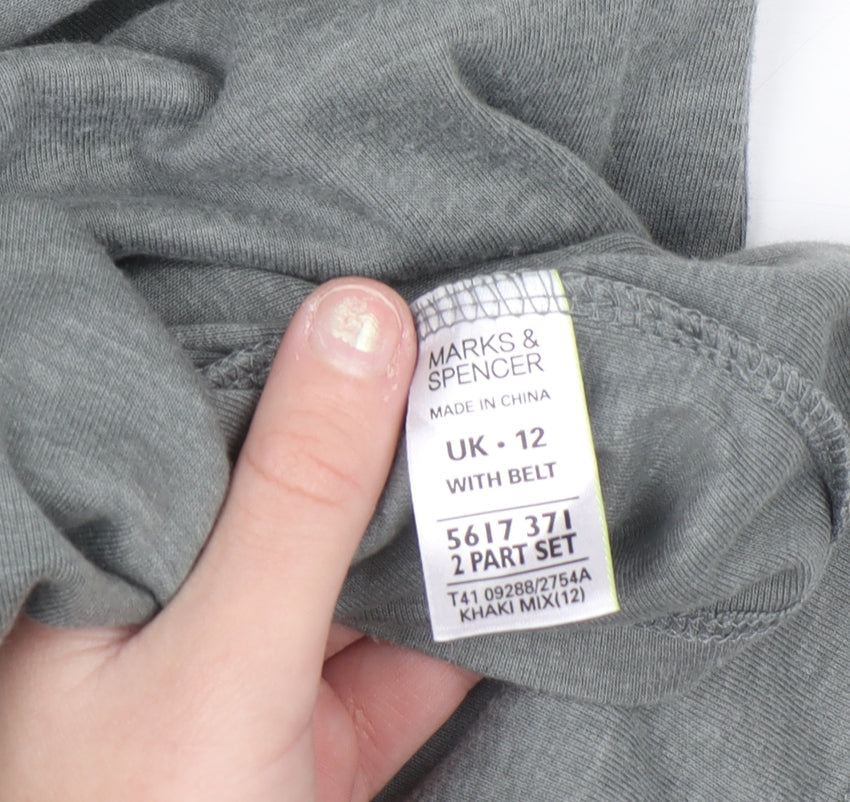 Marks and Spencer Women's Grey Belted Jersey Shirt Dress Size 12