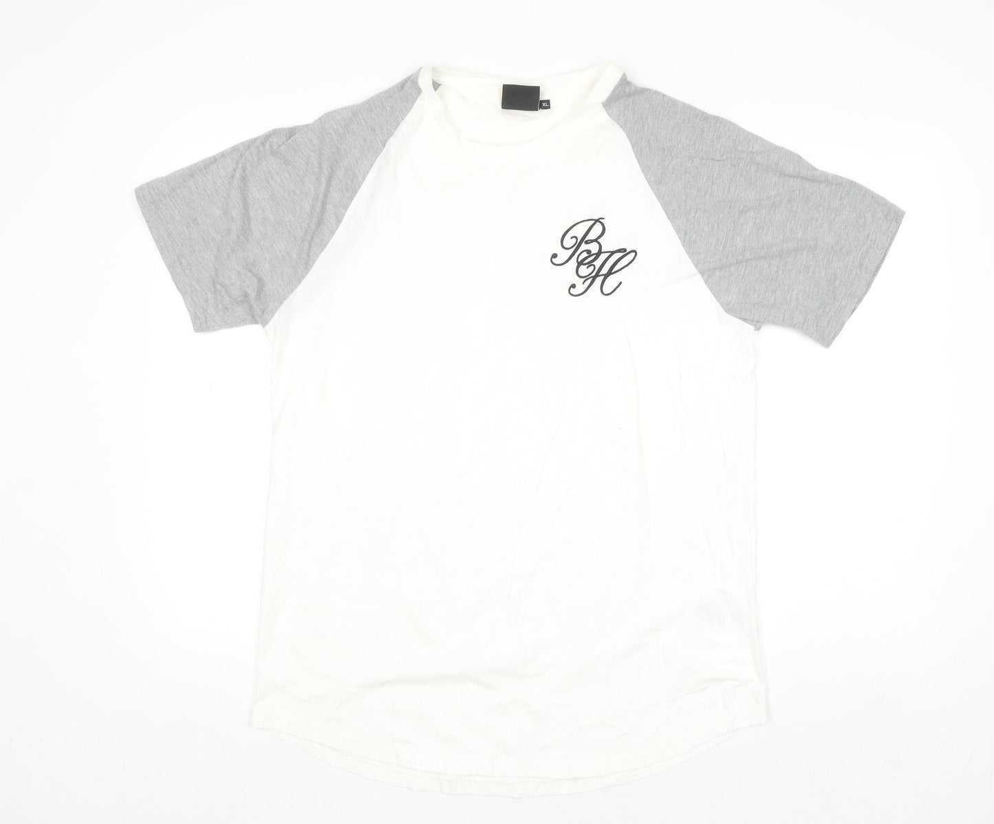 Beck & Hersey Mens White Grey XL Raglan Cotton T-Shirt