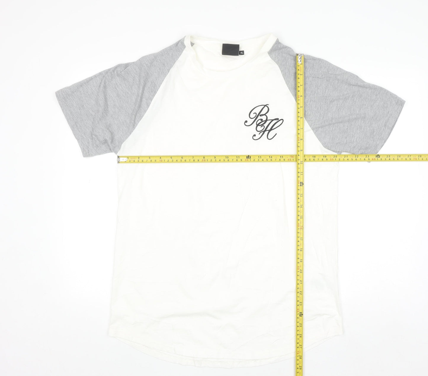 Beck & Hersey Mens White Grey XL Raglan Cotton T-Shirt