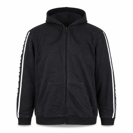 Adidas Men's Black XL Full Zip Hoodie with Logo Trim