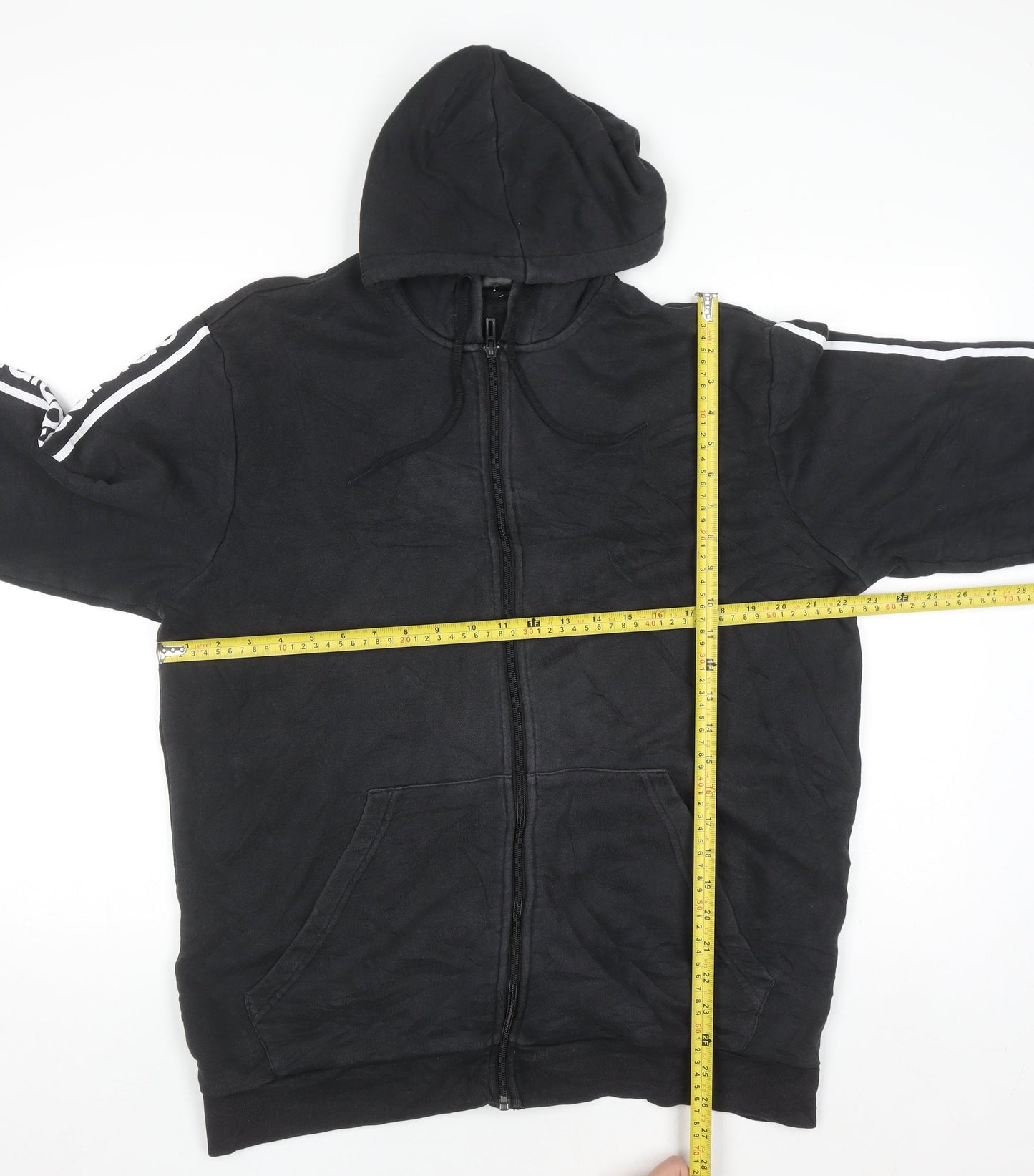 Adidas Men's Black XL Full Zip Hoodie with Logo Trim