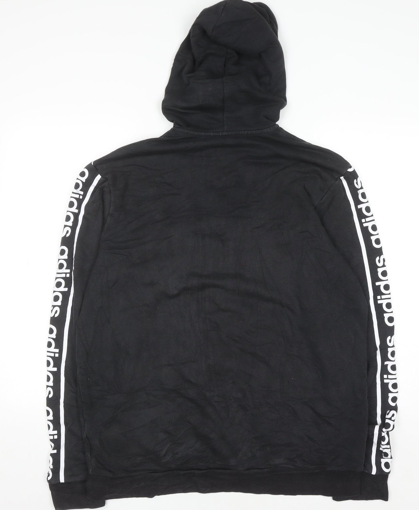 Adidas Men's Black XL Full Zip Hoodie with Logo Trim