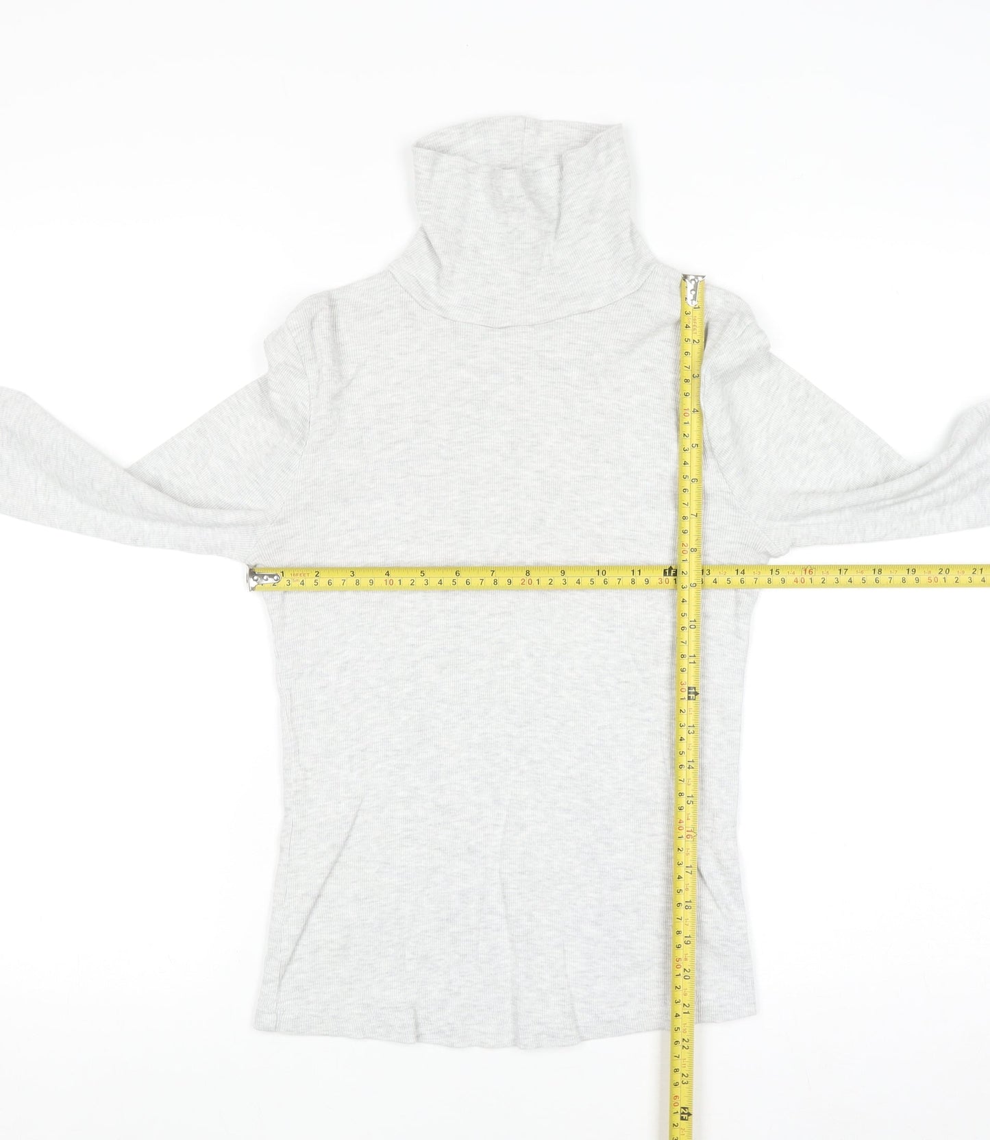 River Island Womens Grey Roll Neck Slim Fit Long Sleeve Jumper Size 12