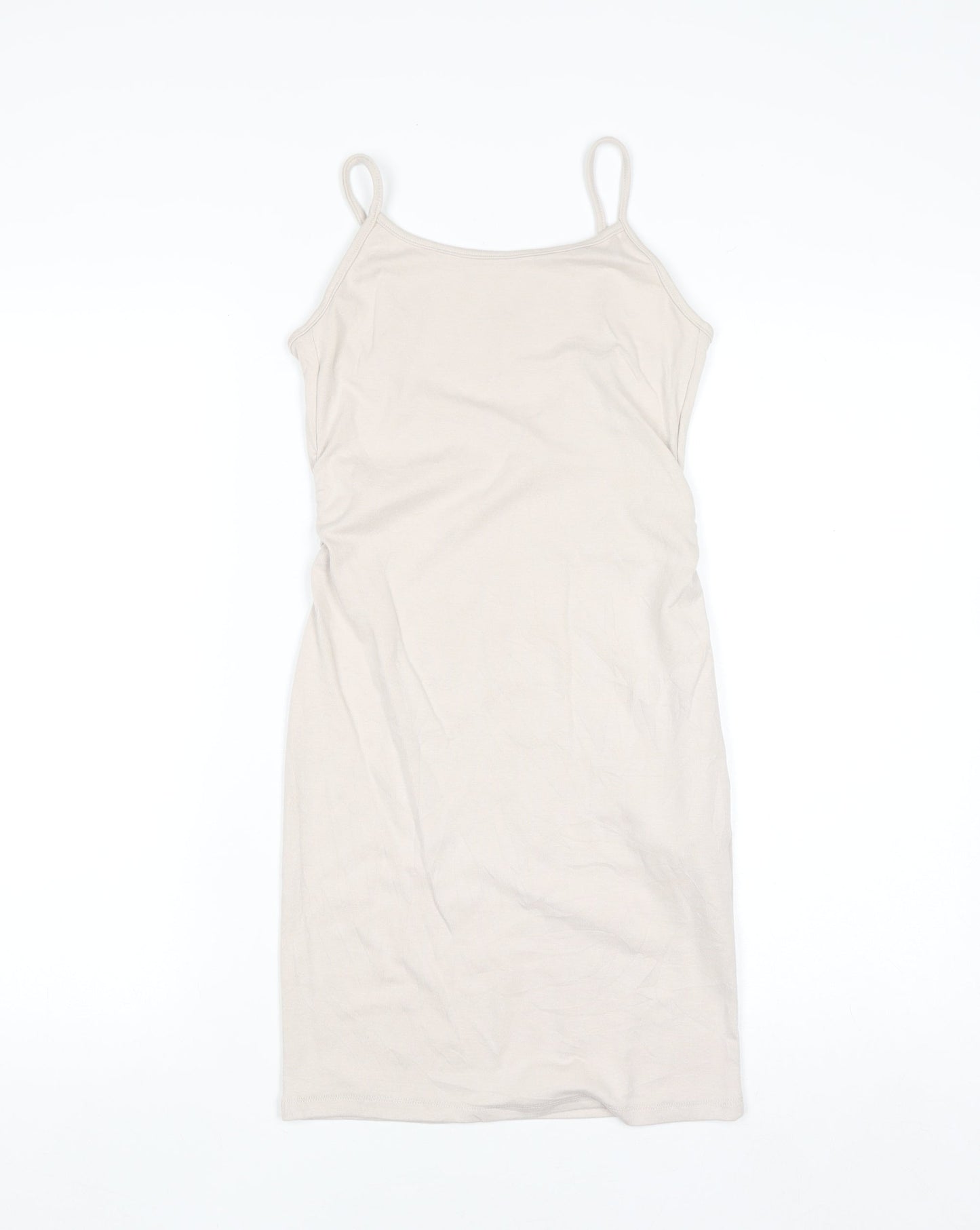 Bershka Women Beige Slip Dress Size 12 Stretch Modal Blend