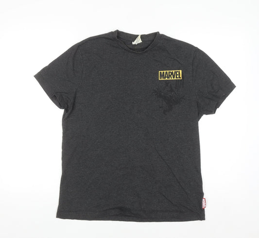 Marvel Men's Grey Black Panther T-Shirt M Graphic Print Crew Neck