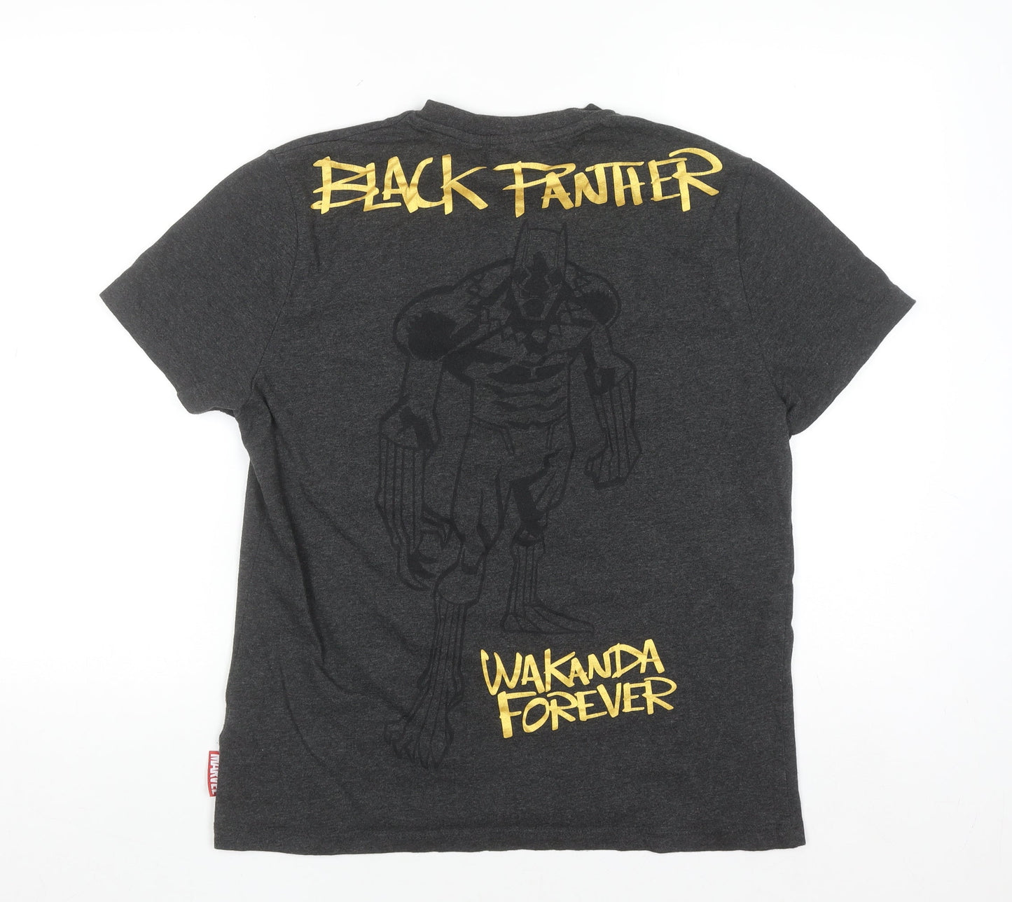 Marvel Men's Grey Black Panther T-Shirt M Graphic Print Crew Neck