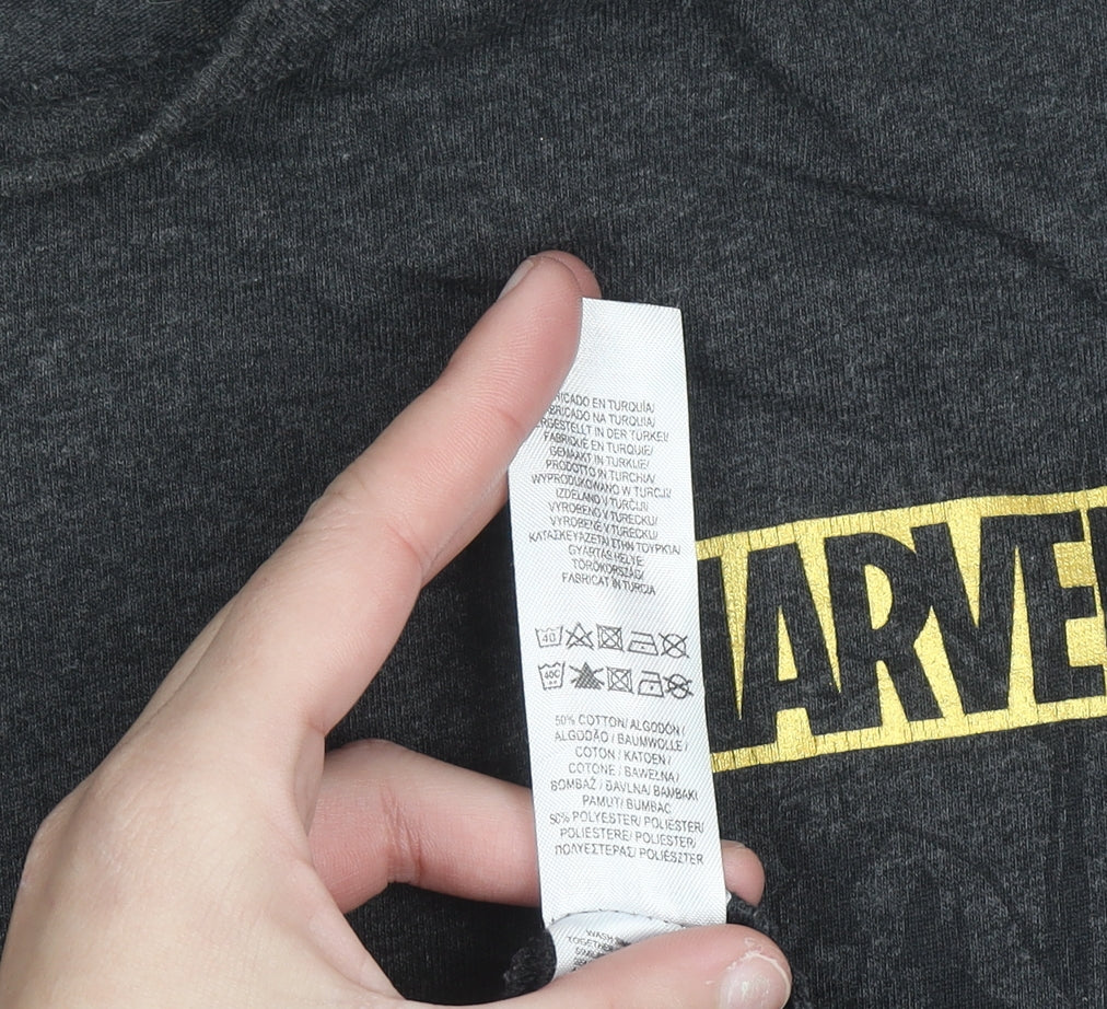 Marvel Men's Grey Black Panther T-Shirt M Graphic Print Crew Neck