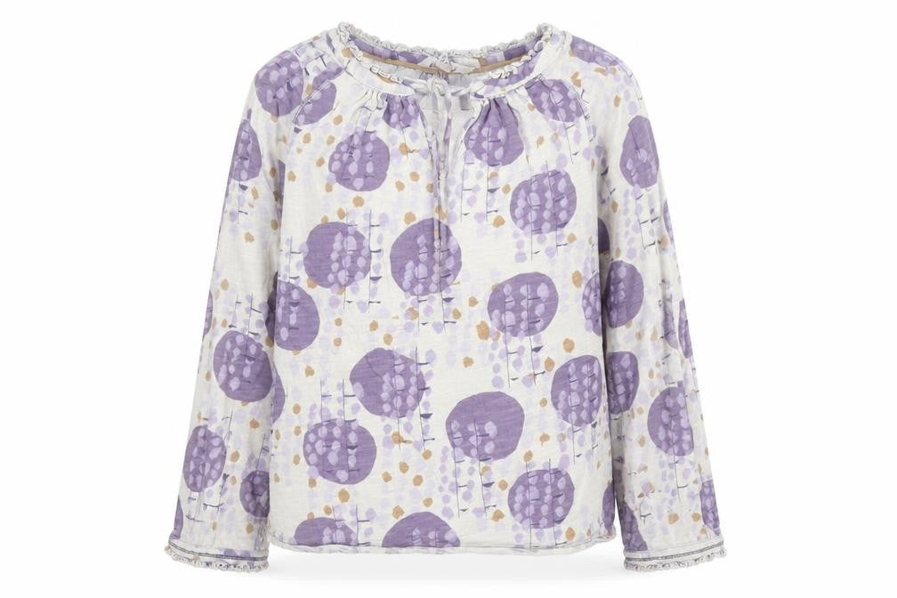 White Stuff Women Purple Floral Cotton Tunic Blouse UK 10