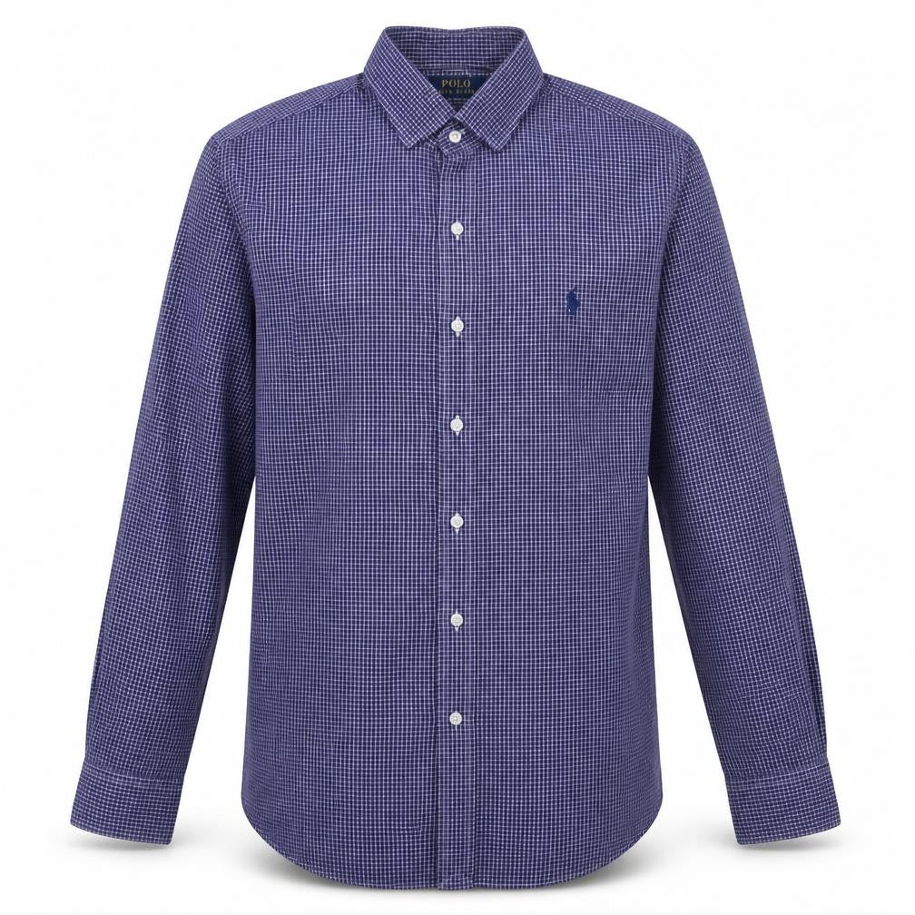 Ralph Lauren Men's Blue Check Long Sleeve Button-Down Shirt Size 15.5