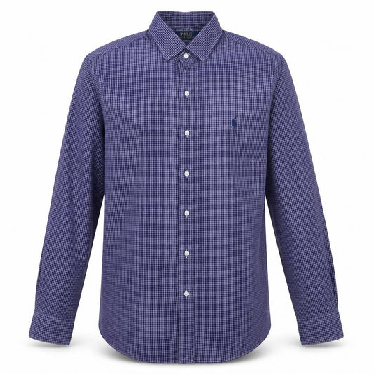 Ralph Lauren Men's Blue Check Long Sleeve Button-Down Shirt Size 15.5