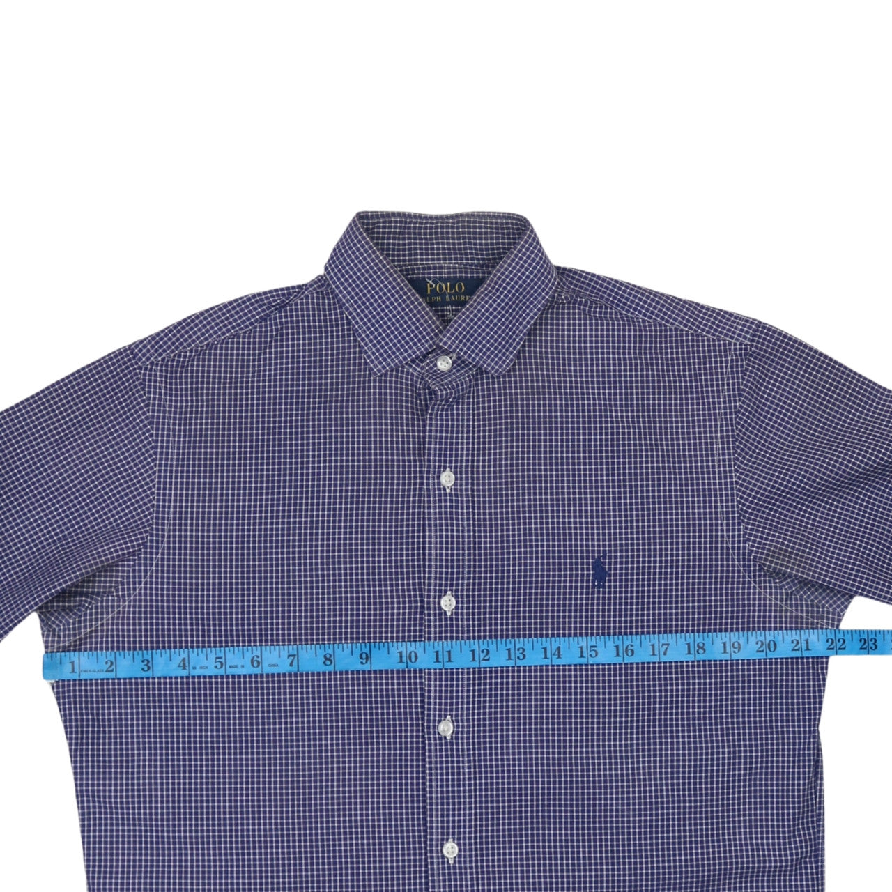 Ralph Lauren Men's Blue Check Long Sleeve Button-Down Shirt Size 15.5