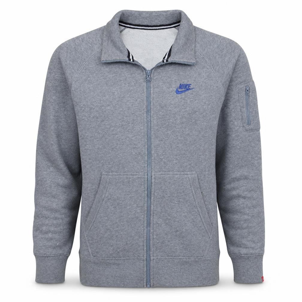 Nike Men’s Grey Full Zip Collared Sweatshirt Size M Fleece Logo Top