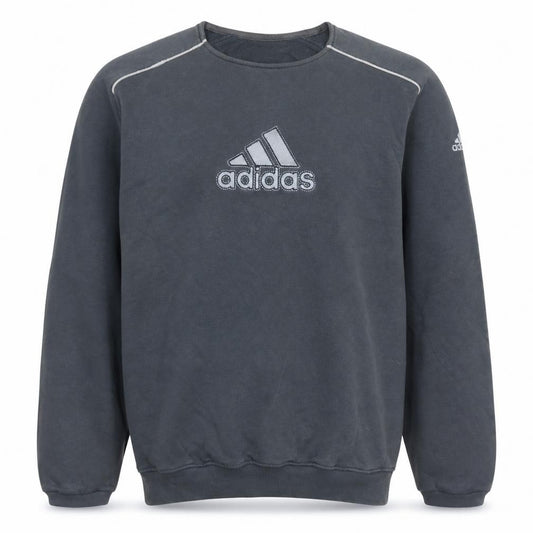 Adidas Men's Grey Embroidered Logo Pullover Sweatshirt Size S
