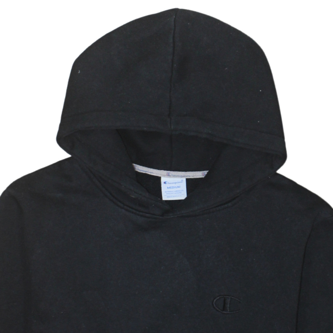 Champion Men's Black Medium Pullover Hoodie with Logo Embroidery