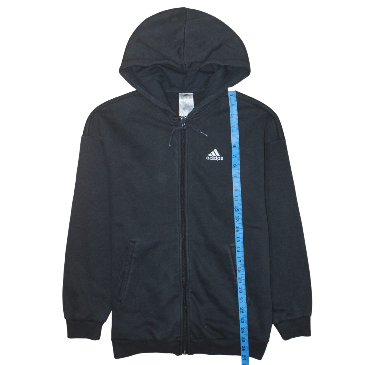 Adidas Women Black XS Full Zip Hoodie Sweatshirt Cotton Blend