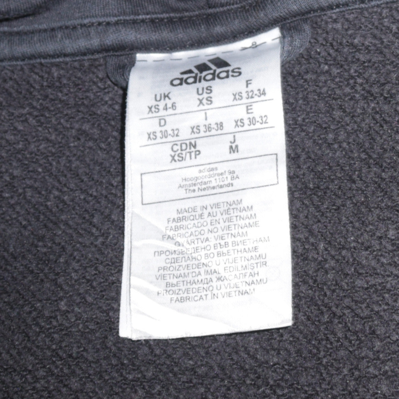 Adidas Women Black XS Full Zip Hoodie Sweatshirt Cotton Blend