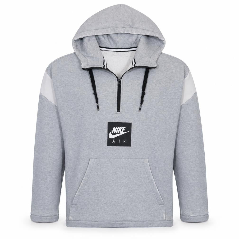 Nike Air Men's Grey 1/2 Zip Hoodie Medium Athletic Logo Fleece