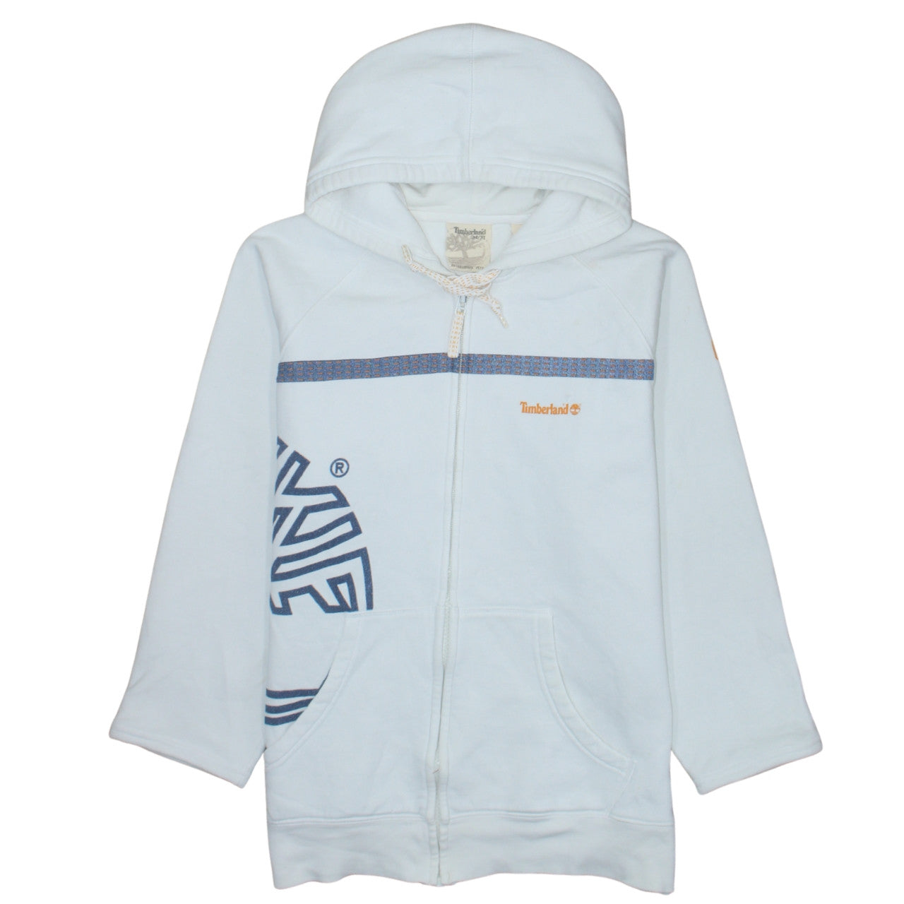 Timberland Men's White Full Zip Hoodie M Classic Logo Fleece