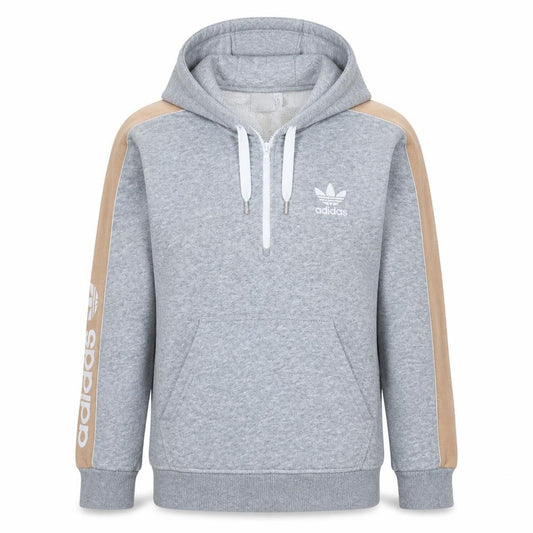 Adidas Women Grey Beige 1/2 Zip Hooded Sweatshirt UK 10