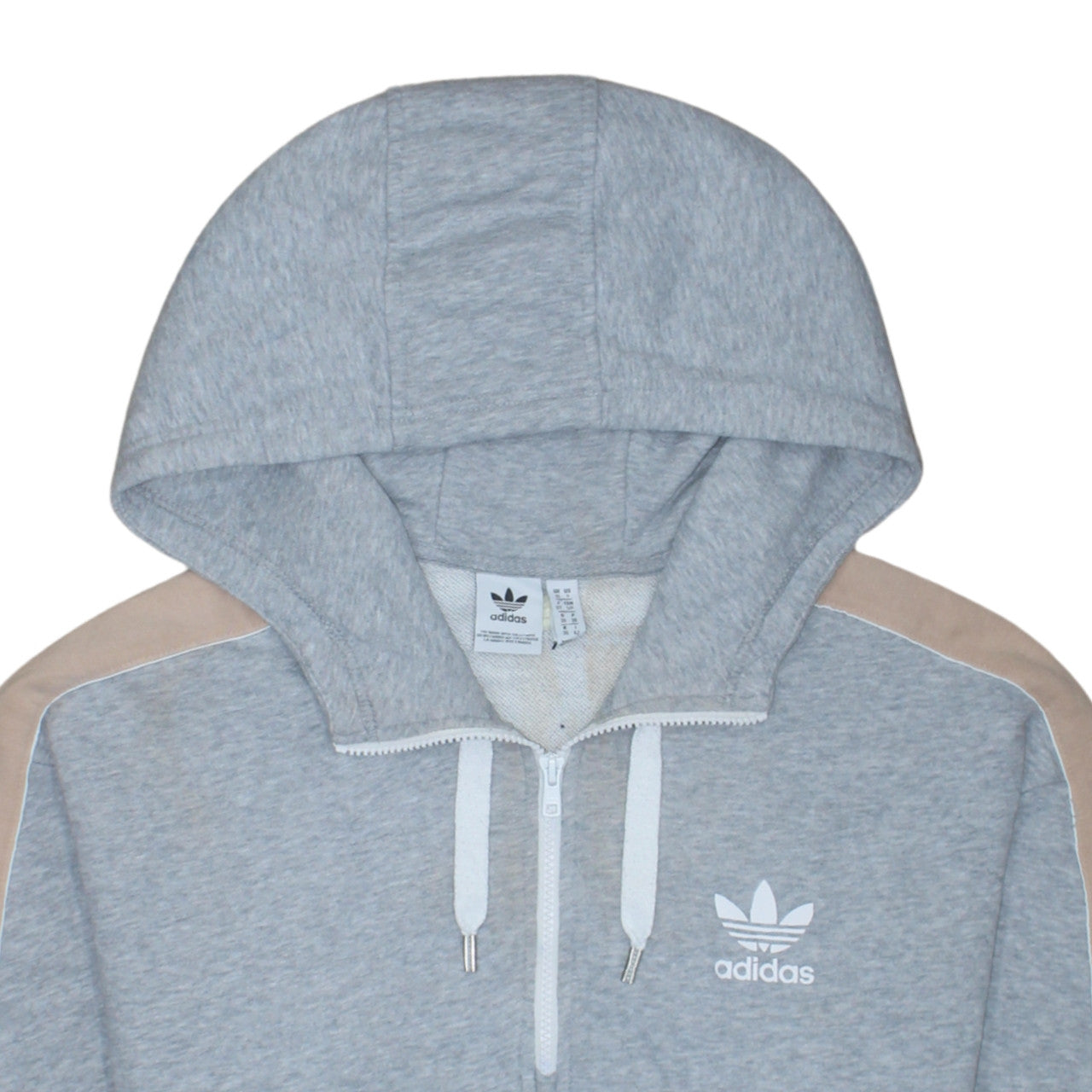 Adidas Women Grey Beige 1/2 Zip Hooded Sweatshirt UK 10