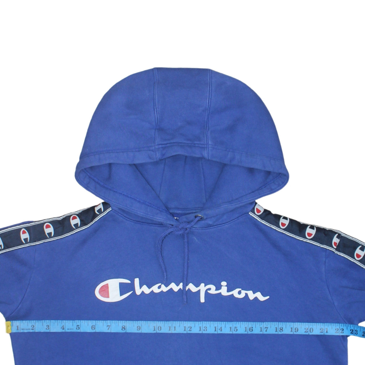 Champion Womens Blue XS Pullover Hoodie Logo Taped Sleeves