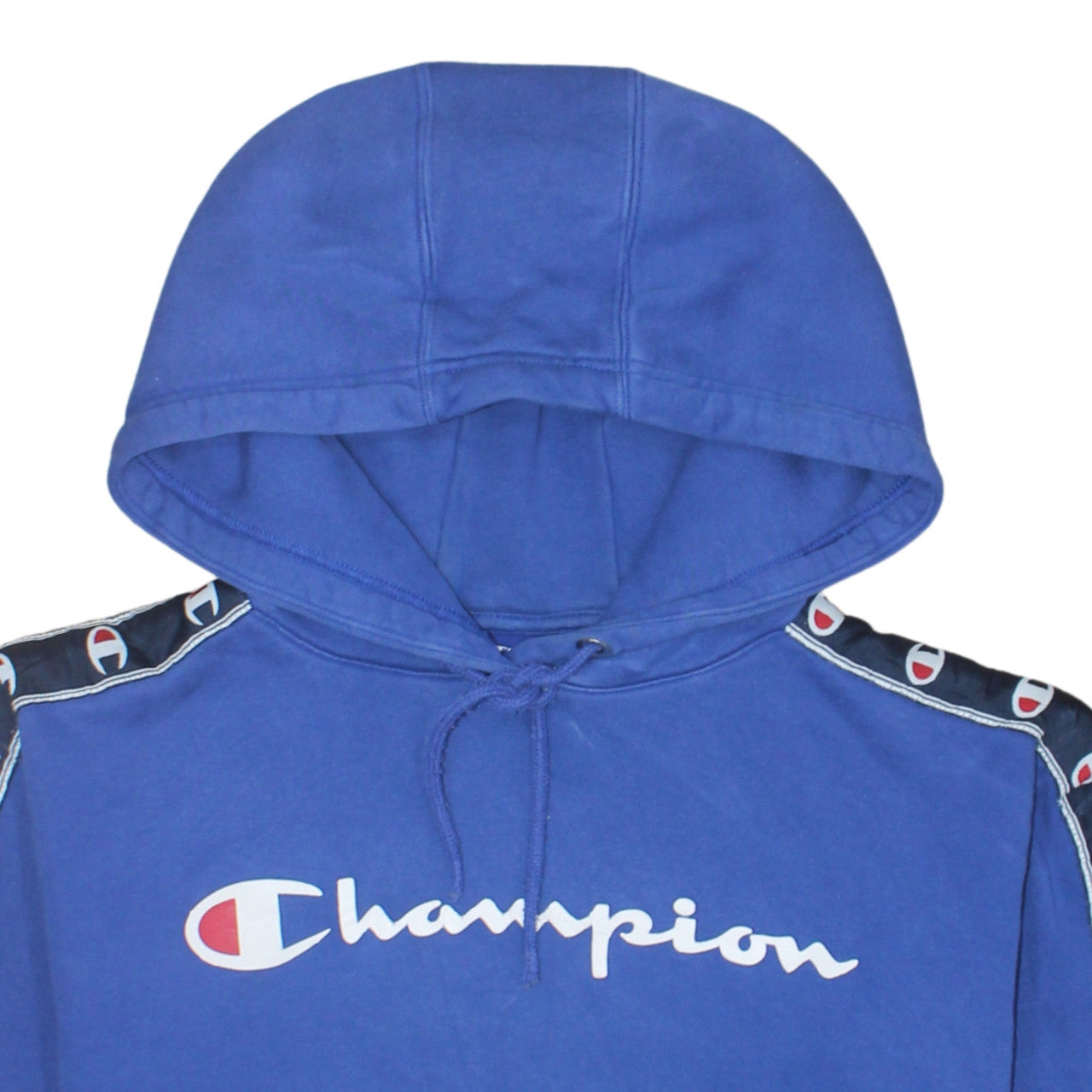 Champion Womens Blue XS Pullover Hoodie Logo Taped Sleeves