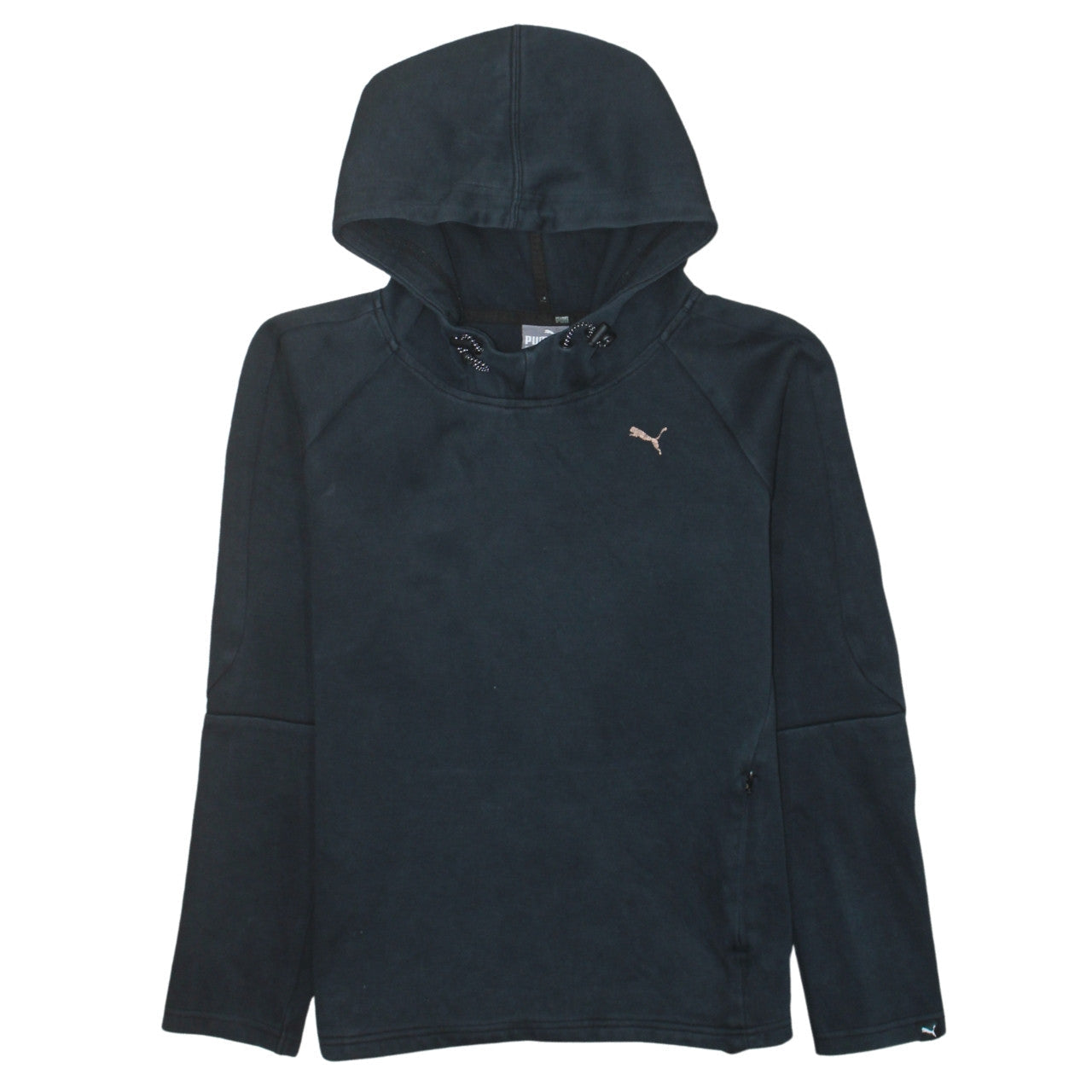 PUMA Women Black Pullover Hoodie Size 12 Medium Hooded Sweatshirt