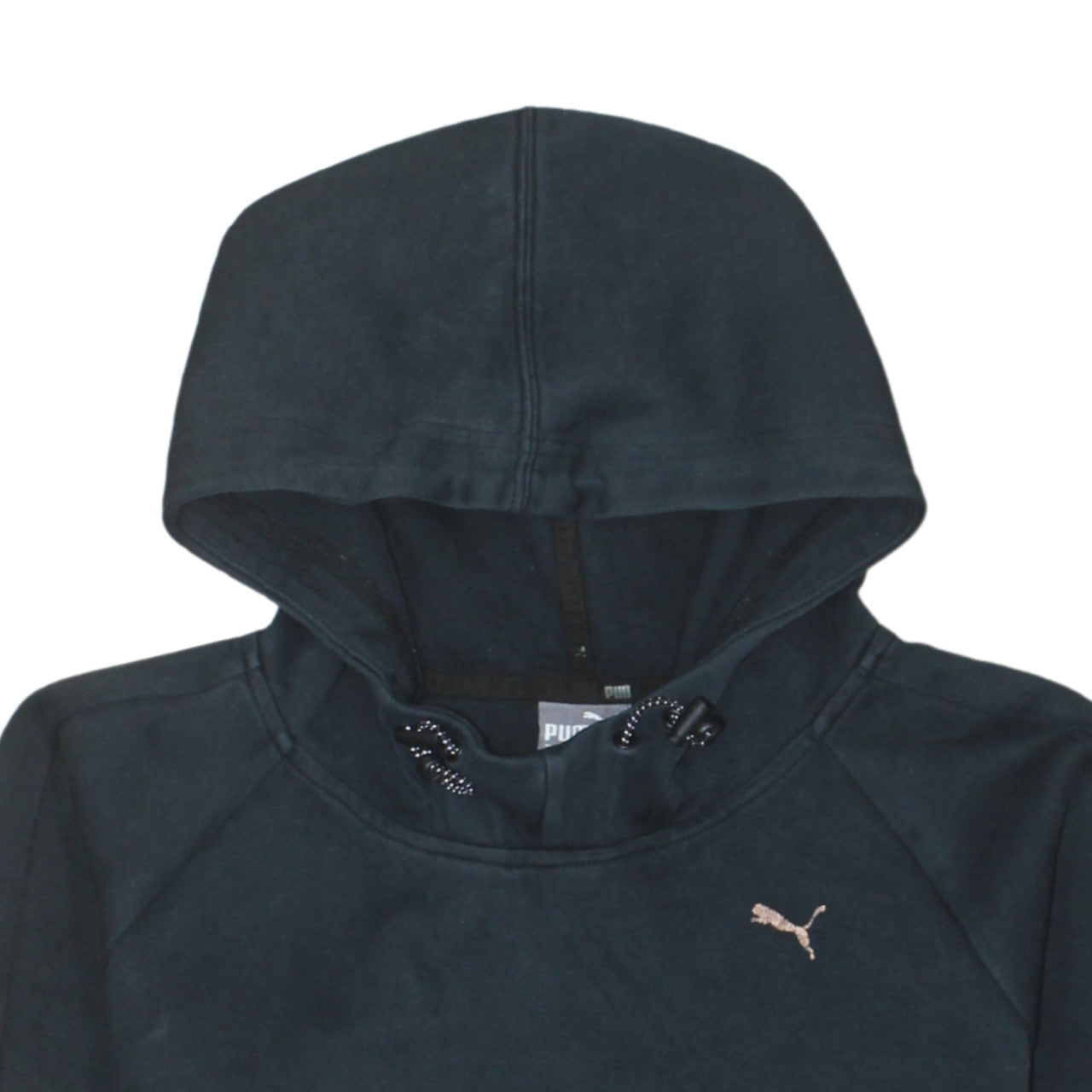 PUMA Women Black Pullover Hoodie Size 12 Medium Hooded Sweatshirt