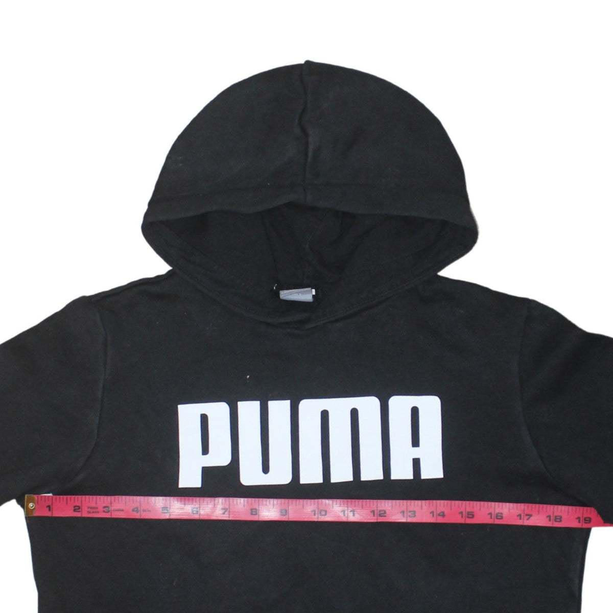 Puma Boys Black Pullover Hoodie 13-14 Years Casual Cotton Blend Logo