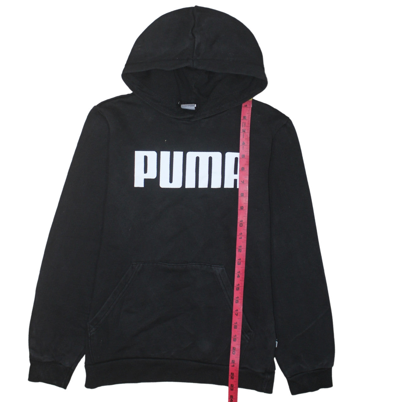 Puma Boys Black Pullover Hoodie 13-14 Years Casual Cotton Blend Logo