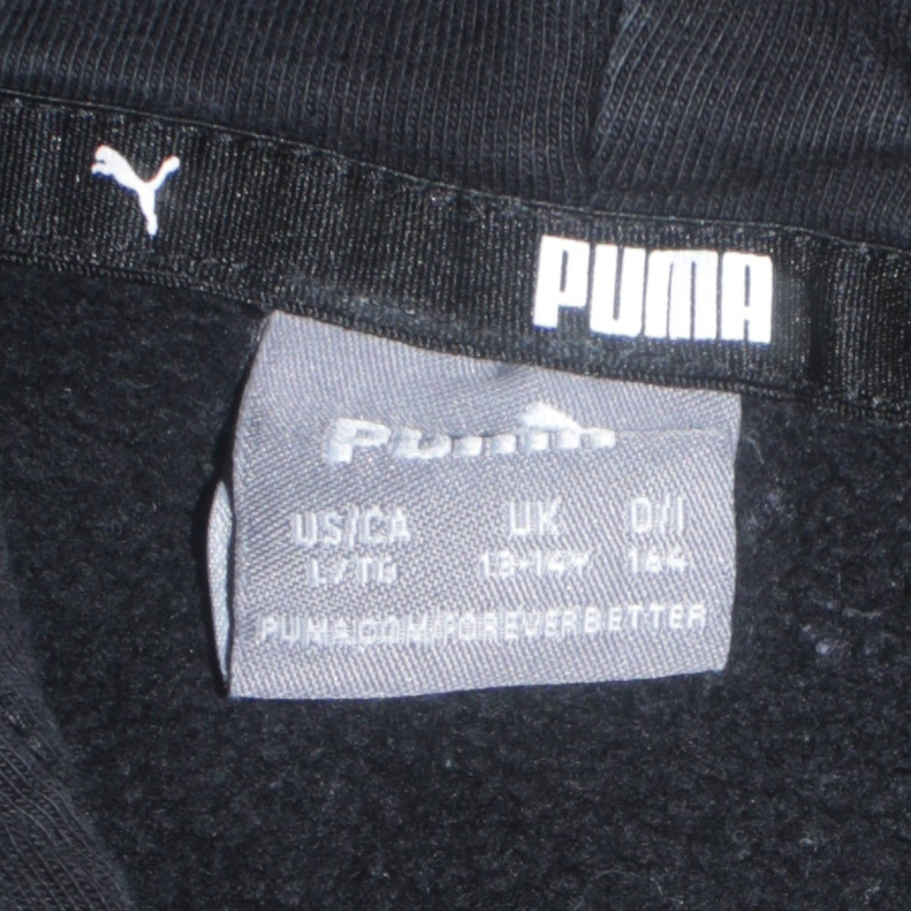 Puma Boys Black Pullover Hoodie 13-14 Years Casual Cotton Blend Logo
