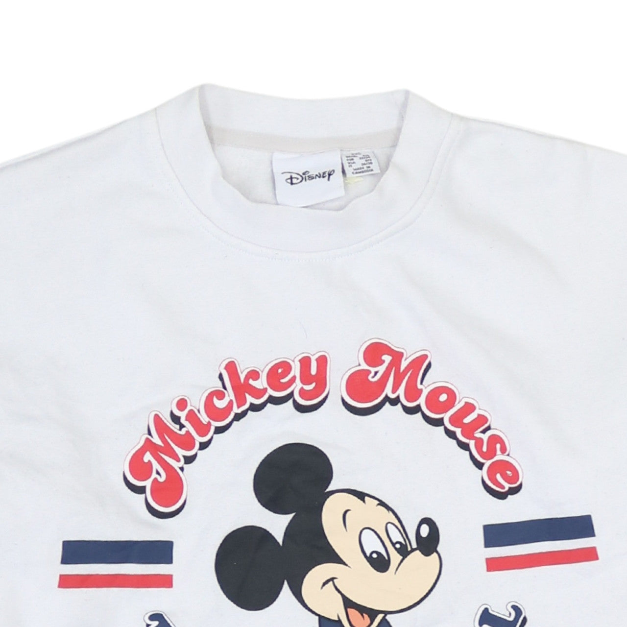 Disney Women White Mickey Mouse Pullover Sweatshirt 2XS
