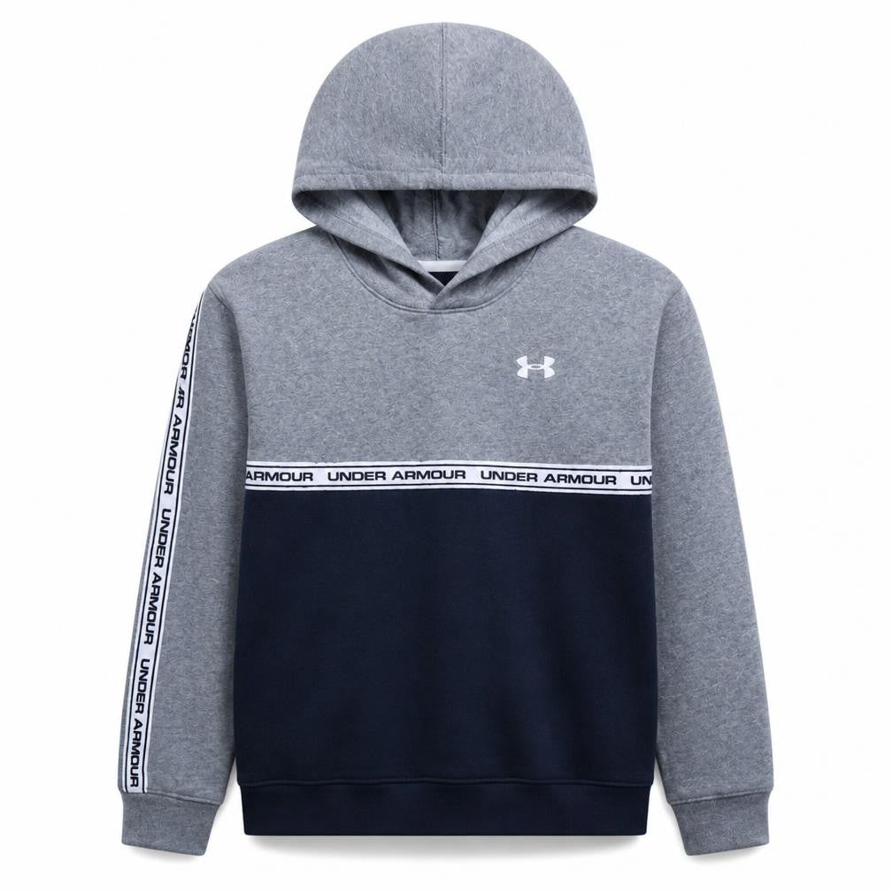 Under Armour Boys Blue Colourblock Pullover Hoodie YXL ColdGear