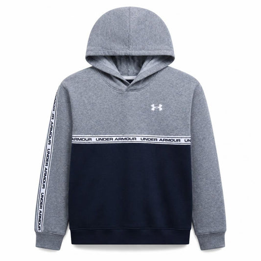 Under Armour Boys Blue Colourblock Pullover Hoodie YXL ColdGear