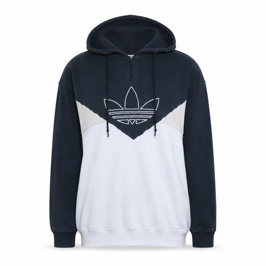 Adidas Womens Black & White Colourblock Hoodie UK 8 1/2 Zip Trefoil Logo